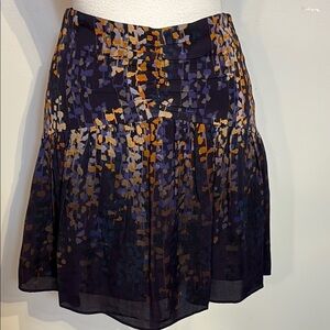 Reiss Purple Blue and Gold Mini Skater Skirt with floral design NWT